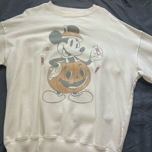 American Eagle Outfitters Cream Halloween Mickey Sweater